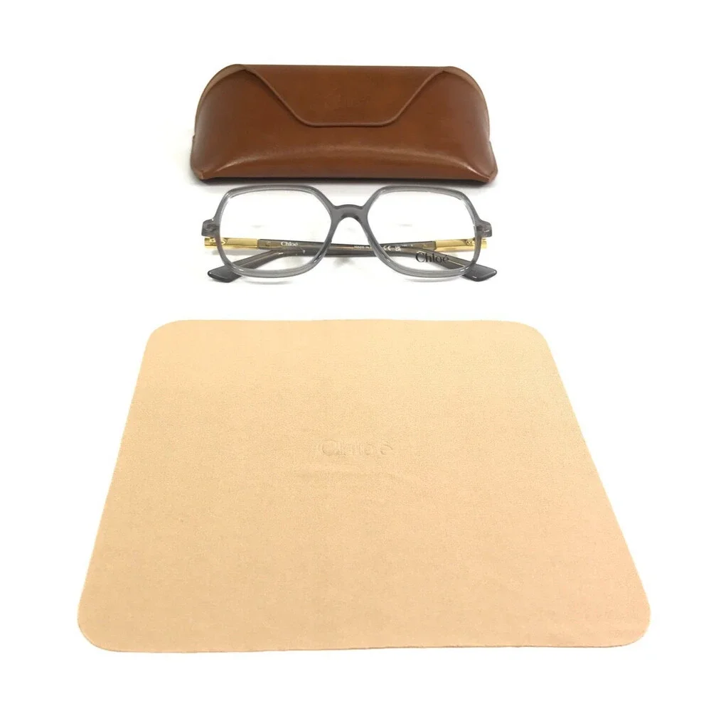 Chloe Eyeglasses Frames CH0368O 005 Beige Transparent Gold Hexagonal 54-16-140